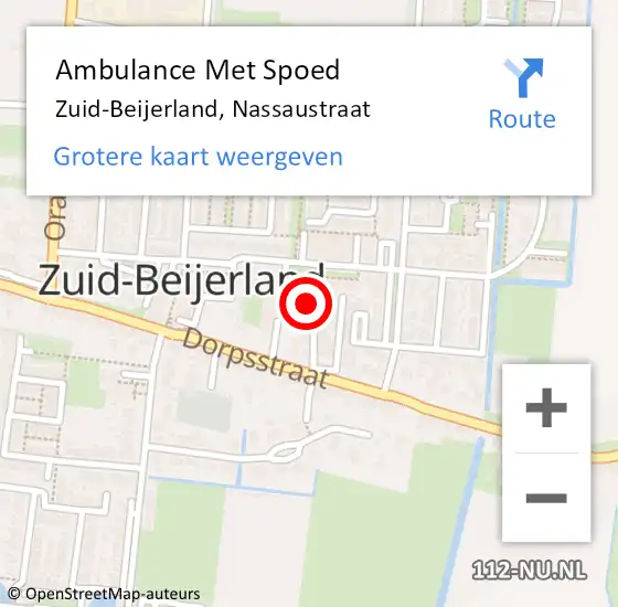 Locatie op kaart van de 112 melding: Ambulance Met Spoed Naar Zuid-Beijerland, Nassaustraat op 16 september 2022 18:45