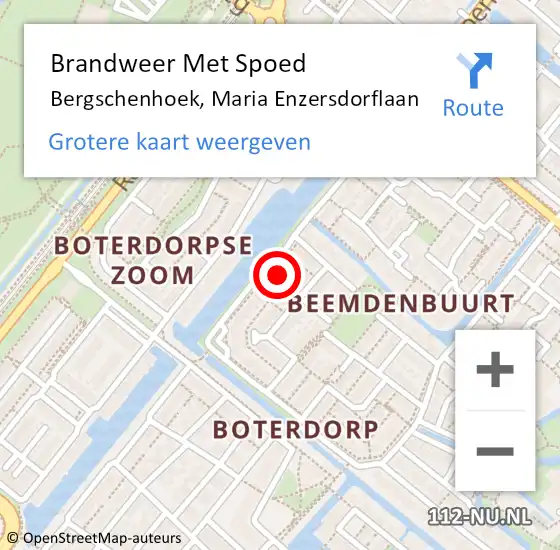 Locatie op kaart van de 112 melding: Brandweer Met Spoed Naar Bergschenhoek, Maria Enzersdorflaan op 16 september 2022 18:54