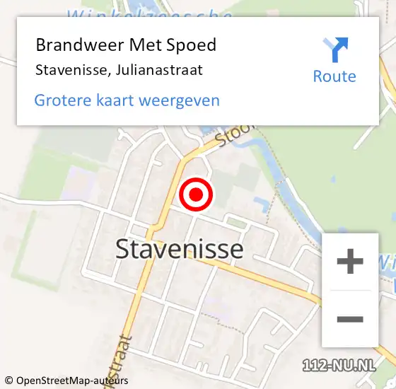 Locatie op kaart van de 112 melding: Brandweer Met Spoed Naar Stavenisse, Julianastraat op 16 september 2022 19:03