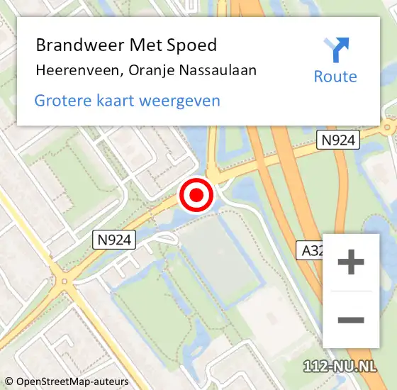 Locatie op kaart van de 112 melding: Brandweer Met Spoed Naar Heerenveen, Oranje Nassaulaan op 16 september 2022 19:21