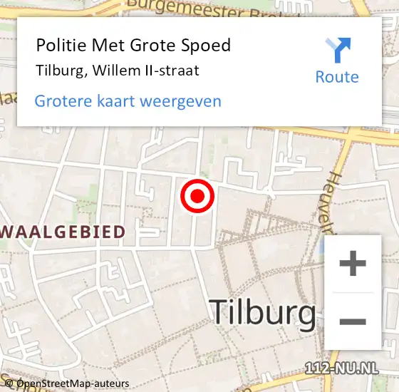 Locatie op kaart van de 112 melding: Politie Met Grote Spoed Naar Tilburg, Willem II-straat op 16 september 2022 19:22