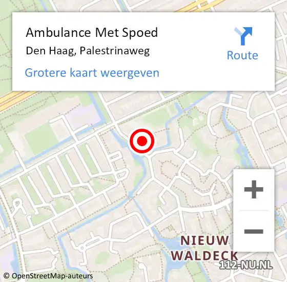 Locatie op kaart van de 112 melding: Ambulance Met Spoed Naar Den Haag, Palestrinaweg op 16 september 2022 19:27