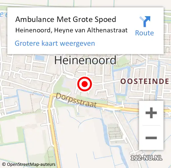 Locatie op kaart van de 112 melding: Ambulance Met Grote Spoed Naar Heinenoord, Heyne van Althenastraat op 16 september 2022 19:50