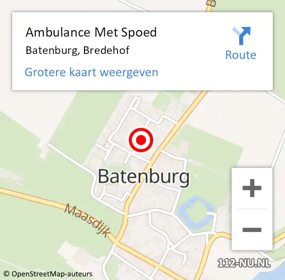 Locatie op kaart van de 112 melding: Ambulance Met Spoed Naar Batenburg, Bredehof op 16 september 2022 19:50