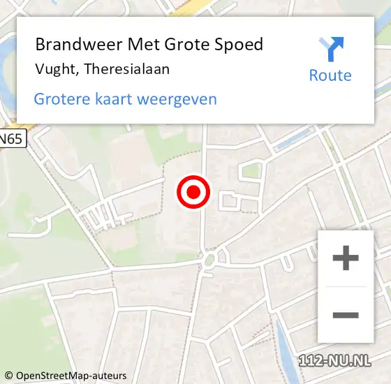 Locatie op kaart van de 112 melding: Brandweer Met Grote Spoed Naar Vught, Theresialaan op 16 september 2022 19:51