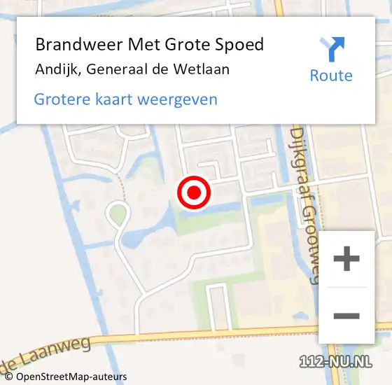 Locatie op kaart van de 112 melding: Brandweer Met Grote Spoed Naar Andijk, Generaal de Wetlaan op 16 september 2022 19:59