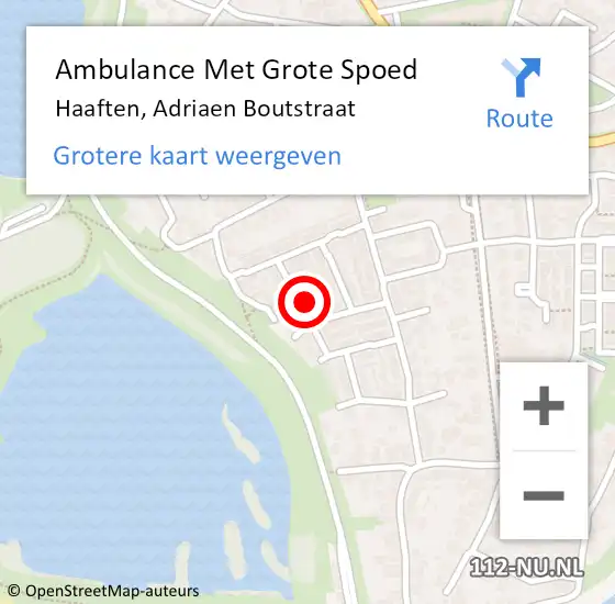 Locatie op kaart van de 112 melding: Ambulance Met Grote Spoed Naar Haaften, Adriaen Boutstraat op 16 september 2022 20:00