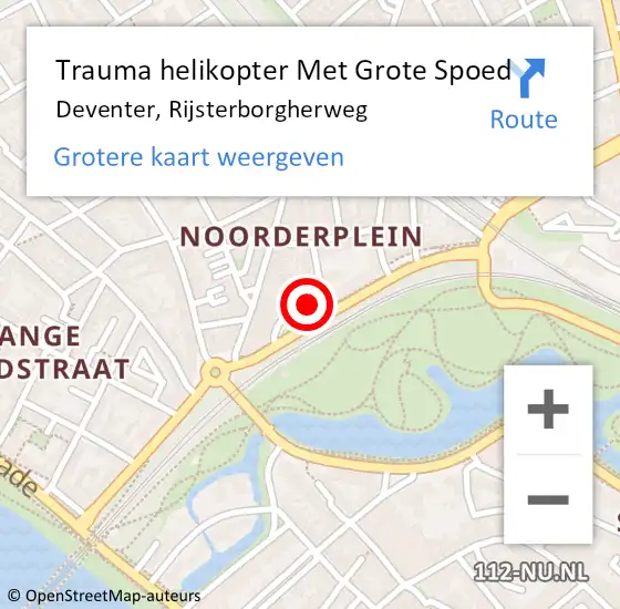 Locatie op kaart van de 112 melding: Trauma helikopter Met Grote Spoed Naar Deventer, Rijsterborgherweg op 16 september 2022 20:04