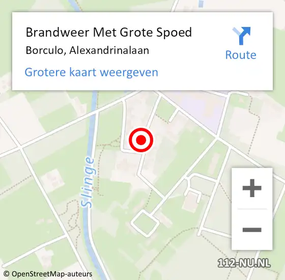 Locatie op kaart van de 112 melding: Brandweer Met Grote Spoed Naar Borculo, Alexandrinalaan op 16 september 2022 20:04