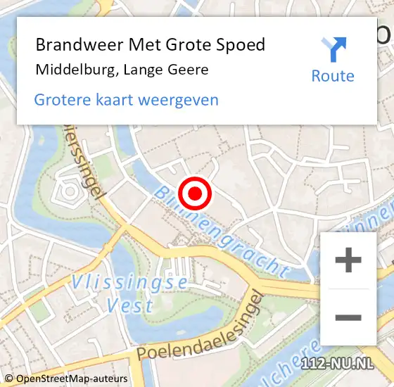 Locatie op kaart van de 112 melding: Brandweer Met Grote Spoed Naar Middelburg, Lange Geere op 16 september 2022 20:05