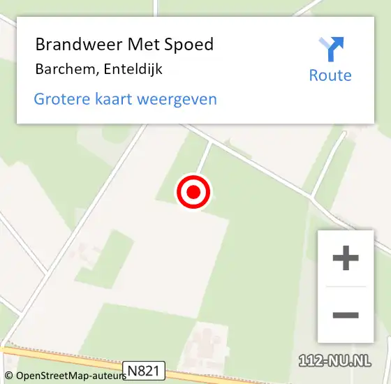 Locatie op kaart van de 112 melding: Brandweer Met Spoed Naar Barchem, Enteldijk op 16 september 2022 20:05