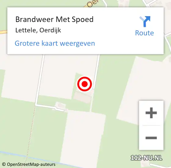 Locatie op kaart van de 112 melding: Brandweer Met Spoed Naar Lettele, Oerdijk op 16 september 2022 20:31