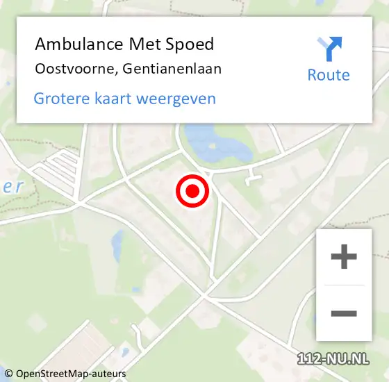 Locatie op kaart van de 112 melding: Ambulance Met Spoed Naar Oostvoorne, Gentianenlaan op 16 september 2022 20:59