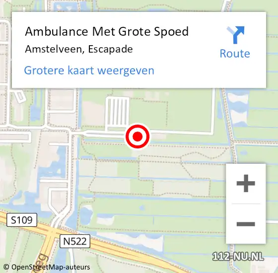 Locatie op kaart van de 112 melding: Ambulance Met Grote Spoed Naar Amstelveen, Escapade op 16 september 2022 21:00