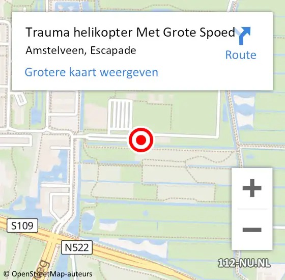 Locatie op kaart van de 112 melding: Trauma helikopter Met Grote Spoed Naar Amstelveen, Escapade op 16 september 2022 21:01