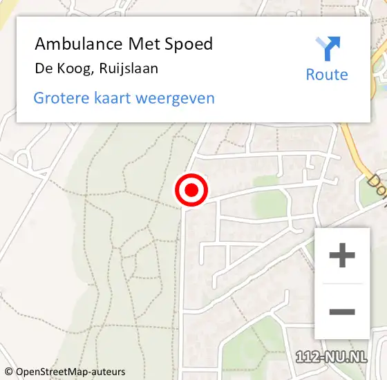 Locatie op kaart van de 112 melding: Ambulance Met Spoed Naar De Koog, Ruijslaan op 16 september 2022 21:14