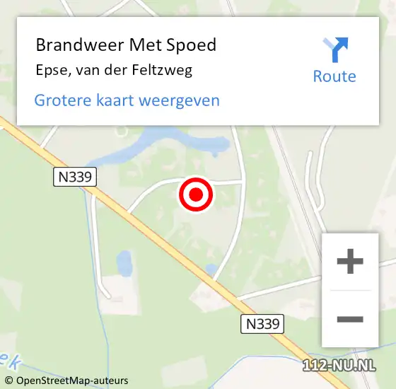 Locatie op kaart van de 112 melding: Brandweer Met Spoed Naar Epse, van der Feltzweg op 16 september 2022 21:23