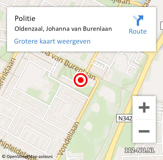 Locatie op kaart van de 112 melding: Politie Oldenzaal, Johanna van Burenlaan op 16 september 2022 21:50