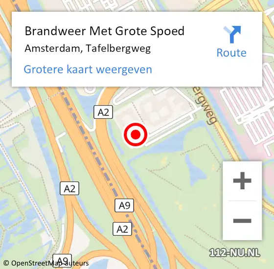 Locatie op kaart van de 112 melding: Brandweer Met Grote Spoed Naar Amsterdam-Zuidoost, Tafelbergweg op 16 september 2022 21:58