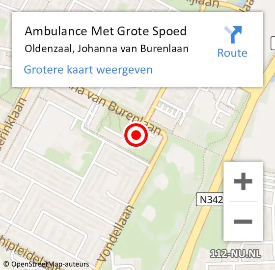 Locatie op kaart van de 112 melding: Ambulance Met Grote Spoed Naar Oldenzaal, Johanna van Burenlaan op 16 september 2022 22:03