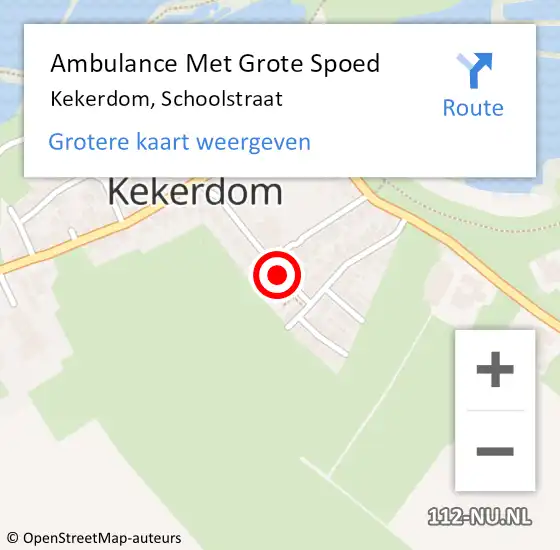 Locatie op kaart van de 112 melding: Ambulance Met Grote Spoed Naar Kekerdom, Schoolstraat op 16 september 2022 22:07