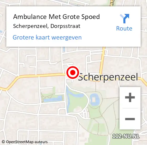 Locatie op kaart van de 112 melding: Ambulance Met Grote Spoed Naar Scherpenzeel, Dorpsstraat op 16 september 2022 22:19