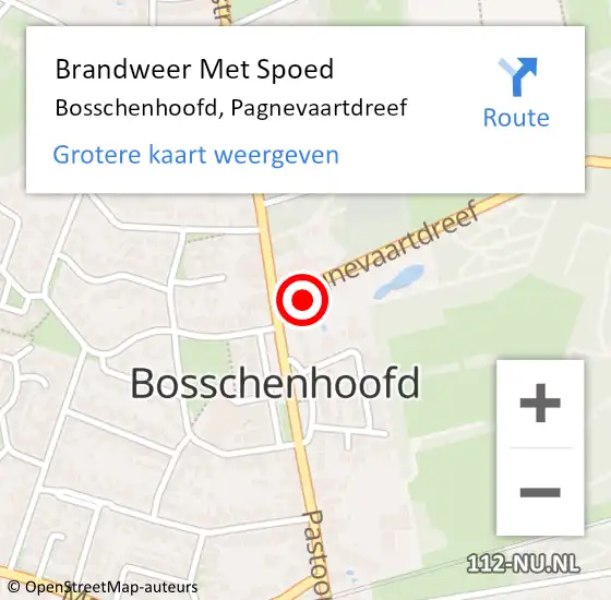 Locatie op kaart van de 112 melding: Brandweer Met Spoed Naar Bosschenhoofd, Pagnevaartdreef op 16 september 2022 22:20