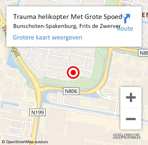 Locatie op kaart van de 112 melding: Trauma helikopter Met Grote Spoed Naar Bunschoten-Spakenburg, Frits de Zwerver op 16 september 2022 22:21