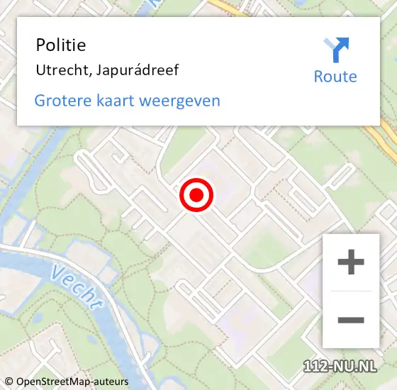 Locatie op kaart van de 112 melding: Politie Utrecht, Japurádreef op 16 september 2022 23:35