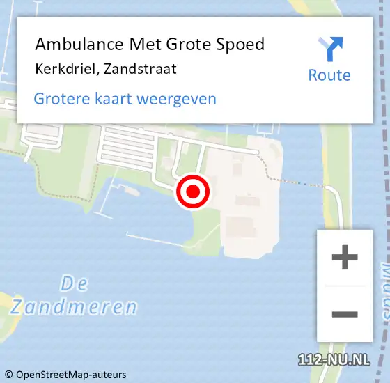 Locatie op kaart van de 112 melding: Ambulance Met Grote Spoed Naar Kerkdriel, Zandstraat op 17 september 2022 00:29