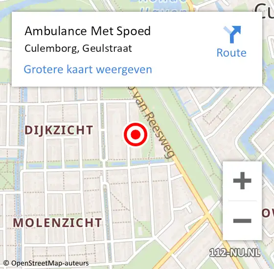 Locatie op kaart van de 112 melding: Ambulance Met Spoed Naar Culemborg, Geulstraat op 17 september 2022 02:09