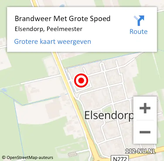 Locatie op kaart van de 112 melding: Brandweer Met Grote Spoed Naar Elsendorp, Peelmeester op 17 september 2022 02:11