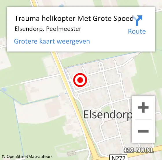 Locatie op kaart van de 112 melding: Trauma helikopter Met Grote Spoed Naar Elsendorp, Peelmeester op 17 september 2022 02:14