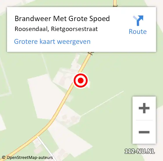 Locatie op kaart van de 112 melding: Brandweer Met Grote Spoed Naar Roosendaal, Rietgoorsestraat op 17 september 2022 02:28