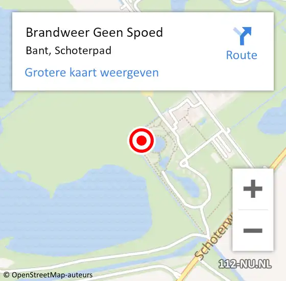 Locatie op kaart van de 112 melding: Brandweer Geen Spoed Naar Bant, Schoterpad op 17 september 2022 02:41