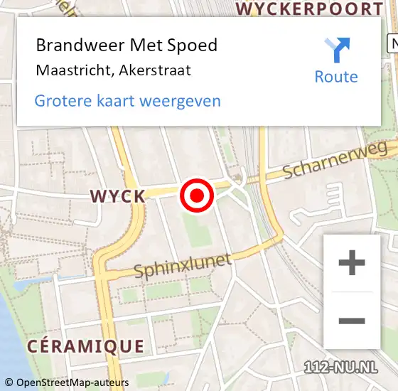 Locatie op kaart van de 112 melding: Brandweer Met Spoed Naar Maastricht, Akerstraat op 17 september 2022 03:30