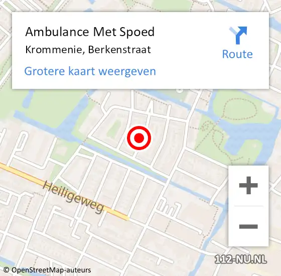 Locatie op kaart van de 112 melding: Ambulance Met Spoed Naar Krommenie, Berkenstraat op 17 september 2022 03:41