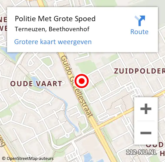 Locatie op kaart van de 112 melding: Politie Met Grote Spoed Naar Terneuzen, Beethovenhof op 17 september 2022 03:50