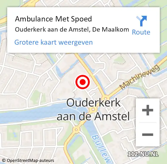 Locatie op kaart van de 112 melding: Ambulance Met Spoed Naar Ouderkerk aan de Amstel, De Maalkom op 17 september 2022 04:32
