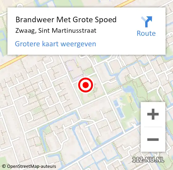 Locatie op kaart van de 112 melding: Brandweer Met Grote Spoed Naar Zwaag, Sint Martinusstraat op 17 september 2022 05:38