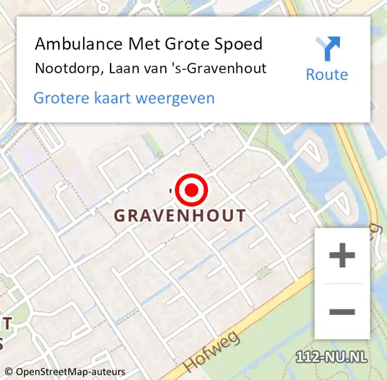 Locatie op kaart van de 112 melding: Ambulance Met Grote Spoed Naar Nootdorp, Laan van 's-Gravenhout op 17 september 2022 07:02