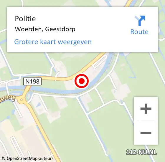 Locatie op kaart van de 112 melding: Politie Woerden, Geestdorp op 17 september 2022 07:23