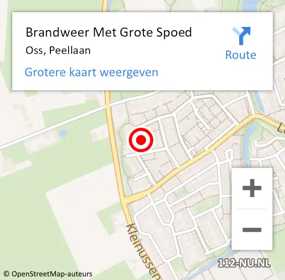 Locatie op kaart van de 112 melding: Brandweer Met Grote Spoed Naar Oss, Peellaan op 17 september 2022 07:50