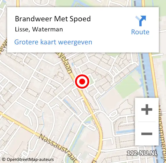 Locatie op kaart van de 112 melding: Brandweer Met Spoed Naar Lisse, Waterman op 17 september 2022 07:56