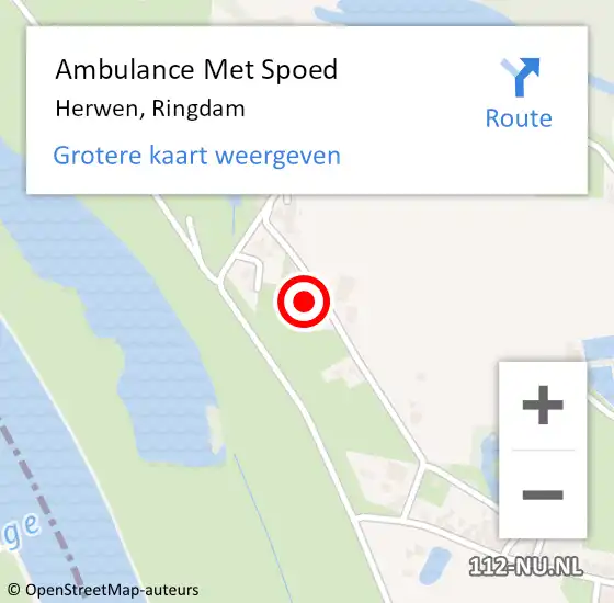 Locatie op kaart van de 112 melding: Ambulance Met Spoed Naar Herwen, Ringdam op 17 september 2022 08:03