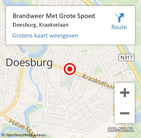 Locatie op kaart van de 112 melding: Brandweer Met Grote Spoed Naar Doesburg, Kraakselaan op 17 september 2022 08:21