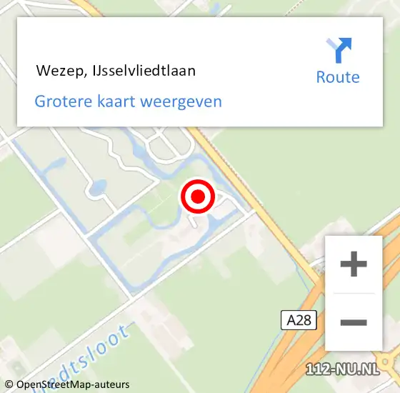 Locatie op kaart van de 112 melding:  Wezep, IJsselvliedtlaan op 29 juli 2014 14:55