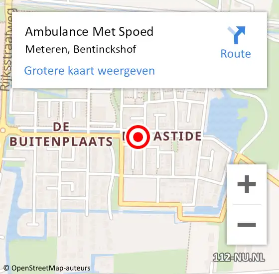 Locatie op kaart van de 112 melding: Ambulance Met Spoed Naar Meteren, Bentinckshof op 17 september 2022 08:47