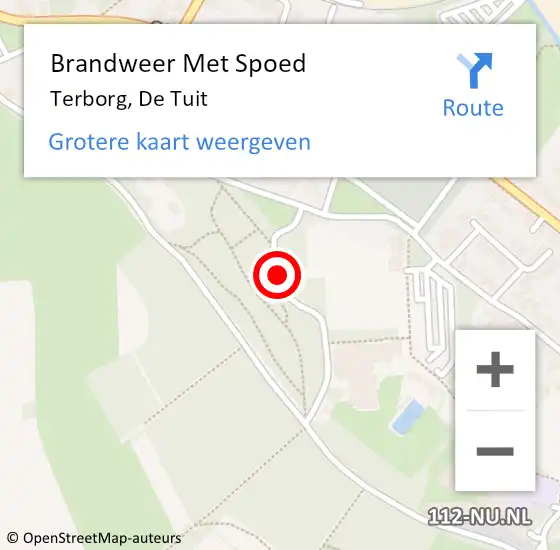 Locatie op kaart van de 112 melding: Brandweer Met Spoed Naar Terborg, De Tuit op 17 september 2022 08:51