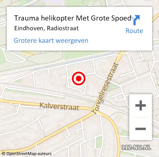 Locatie op kaart van de 112 melding: Trauma helikopter Met Grote Spoed Naar Eindhoven, Radiostraat op 17 september 2022 09:01